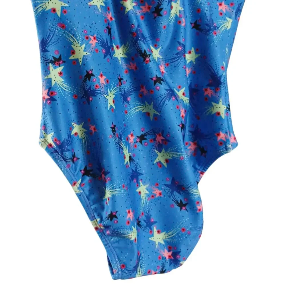 Uglies Girls Swimsuit NWT Size 14 Training One Piece Criss Cross Back Star Print
